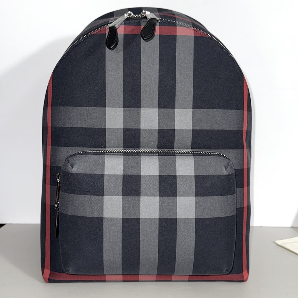 NEW $1350 Burberry NAVY and Red NOVA Check Backpack FULL SIZE GORGEOUS NWT - Picture 9 of 16
